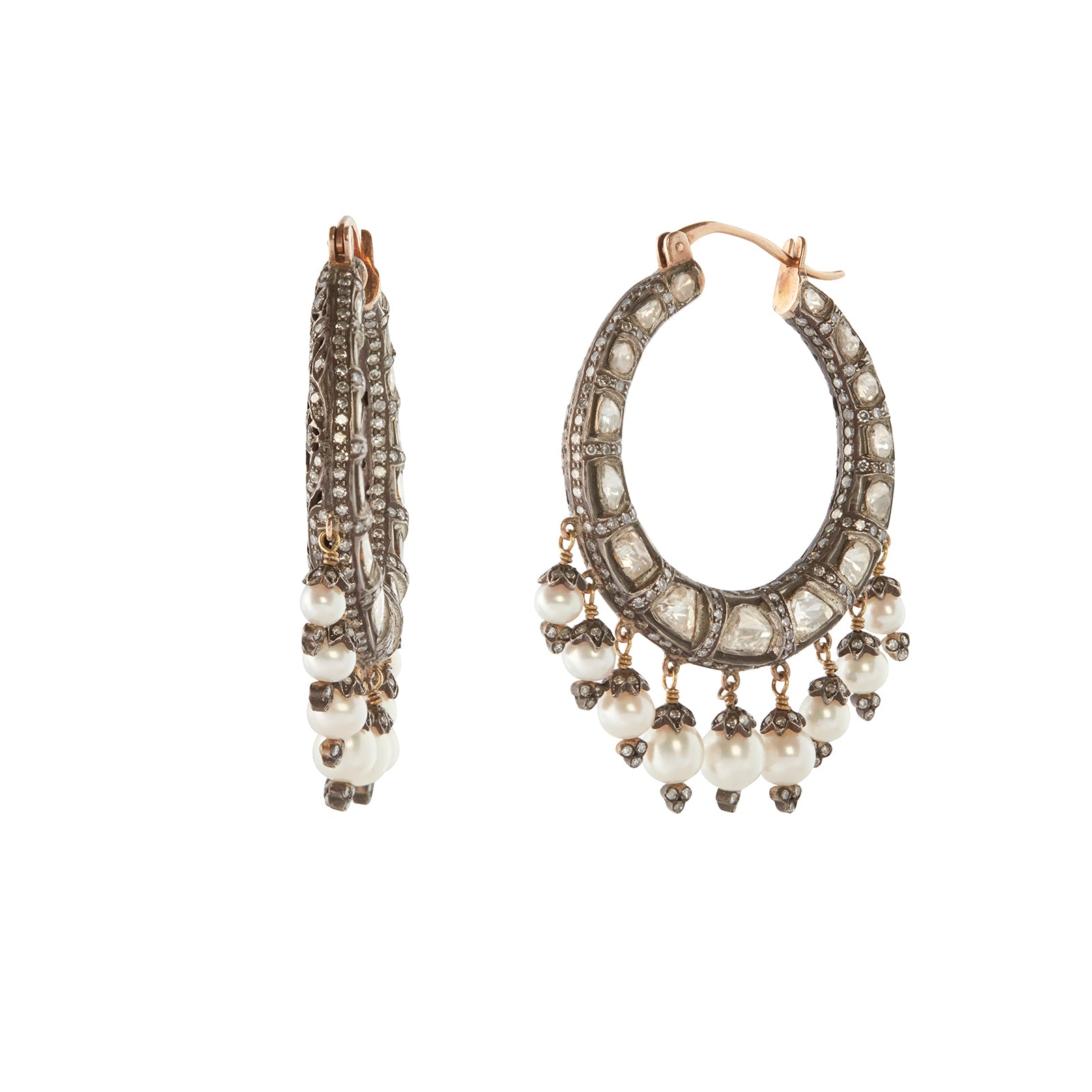 Munnu The Gem Palace Reverse Hoop Earrings front and side view