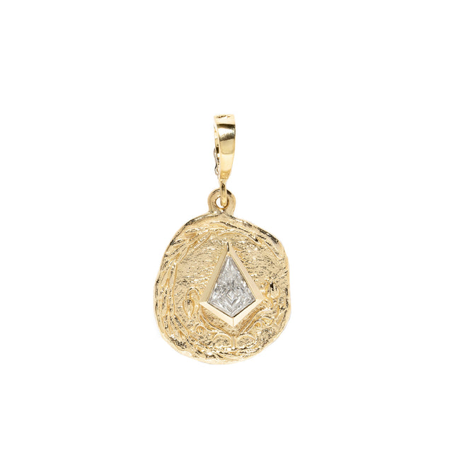 Azlee Small Olive Branch and Rose Bud Kite Coin - Charms & Pendants - Broken English Jewelry front view