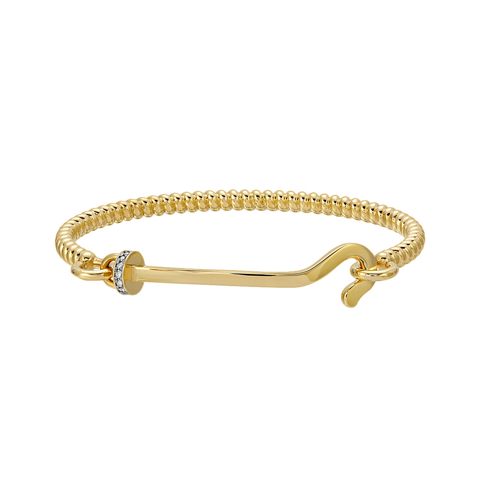 Nancy Newberg Twist Bangle with Accented Hook - Bracelets - Broken English Jewelry front view