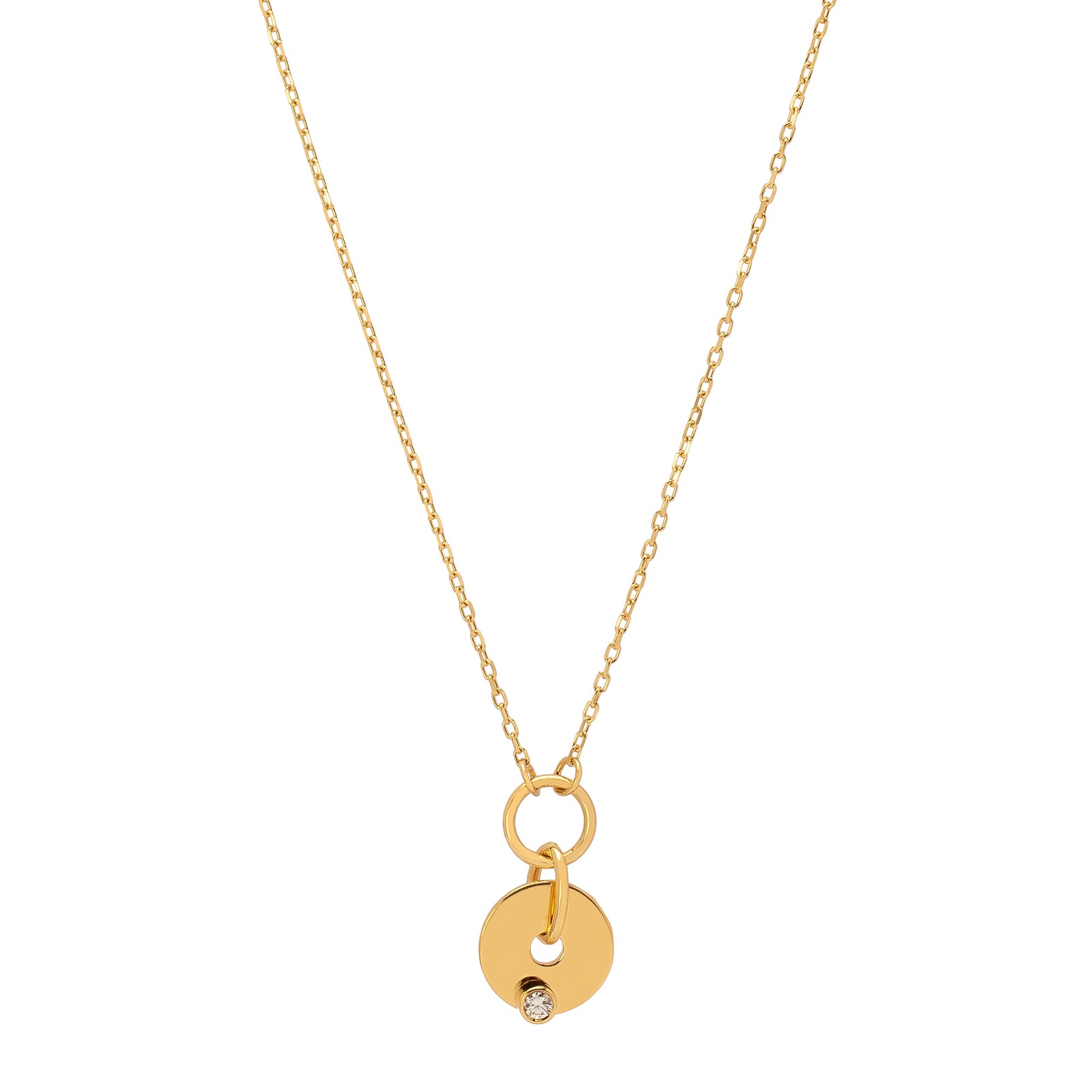 Foundrae Gold Diamond Disk Necklace - Broken English Jewelry
