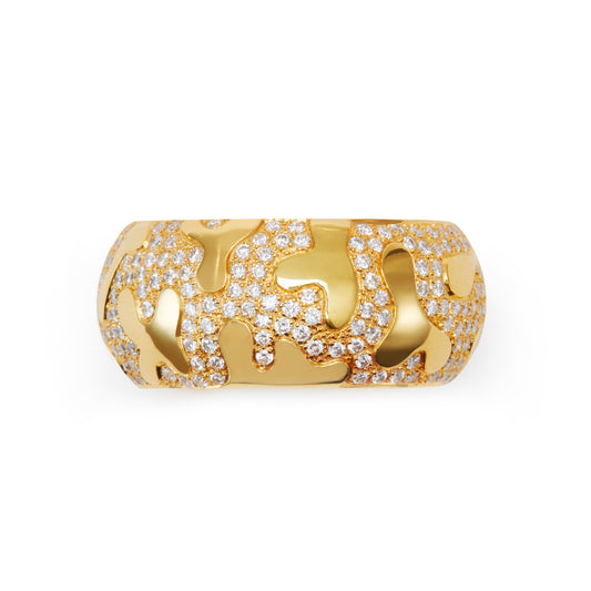 Debossed II Ring with Pave Diamonds - Main Img