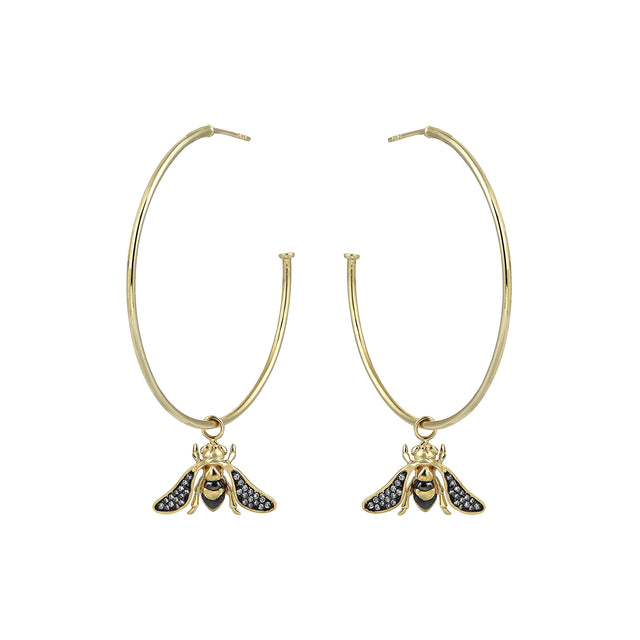 Bee Hoop Earrings