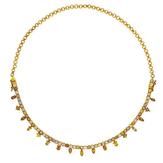 Multi Shape Fancy Color Diamond Drop Necklace and Bracelet - Main Img