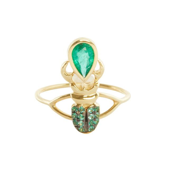 Daniela Villegas Emerald Khepri Ring - Rings - Broken English Jewelry front view