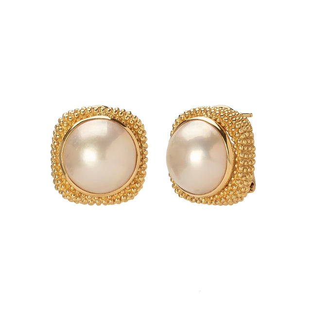 Antique & Vintage Jewelry Mabe Pearl Earrings - Earrings - Broken English Jewelry